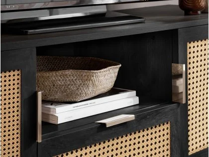 Birlea Noah Rattan and Black 2 Door 1 Drawer TV Cabinet Birlea Noah Rattan and Black 2 Door 1 Drawer TV Cabinet