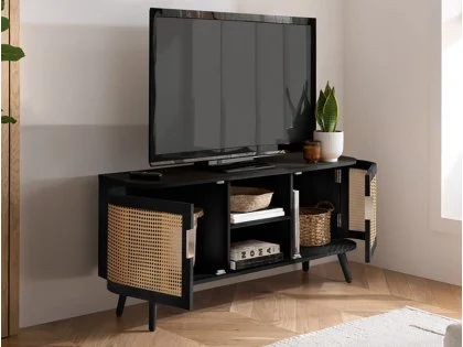 Birlea Noah Black and Rattan Small TV Unit