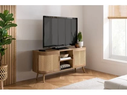 Birlea Noah Oak and Rattan Small TV Unit Birlea Noah Oak and Rattan Small TV Unit