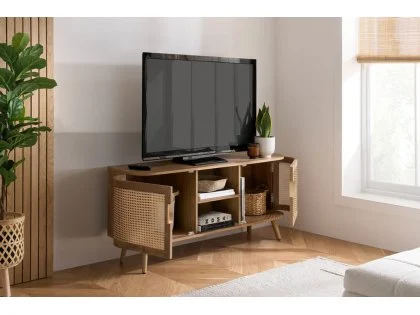 Birlea Noah Oak and Rattan Small TV Unit Birlea Noah Oak and Rattan Small TV Unit