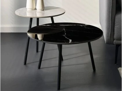 Julian Bowen Casper Black and Grey Marble Nest of Tables Julian Bowen Casper Black and Grey Marble Nest of Tables