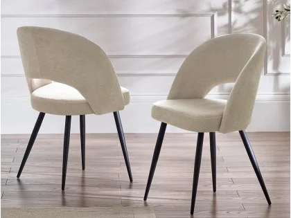 Julian Bowen Ella Beige Fabric Set of 2 Dining Chairs Julian Bowen Ella Beige Fabric Set of 2 Dining Chairs