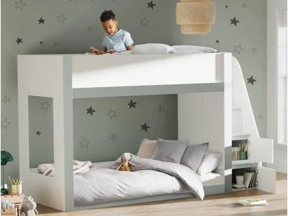 Julian Bowen Gaia White and Silver Wooden Bunk Bed Frame