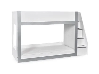 Julian Bowen Gaia White and Silver Wooden Bunk Bed Frame