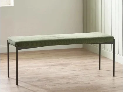 Julian Bowen Leonie 120cm Green Fabric Dining Bench Julian Bowen Leonie 120cm Green Fabric Dining Bench