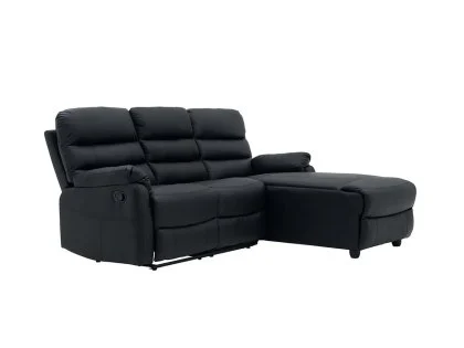 TGC Colin Black Faux Leather Right Hand Chaise Recliner Corner Sofa