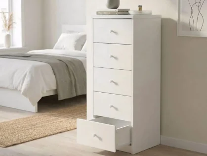 Core Erin White 5 Drawer Narrow Chest of Drawers