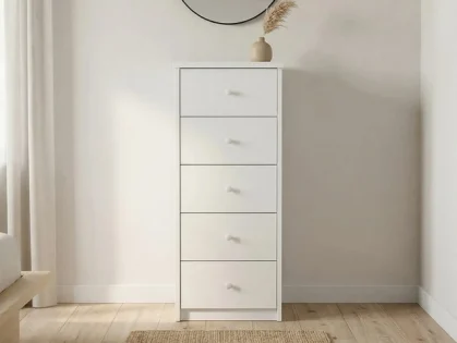 Core Erin White 5 Drawer Narrow Chest of Drawers
