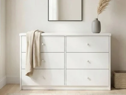 Core Erin White 3+3 Drawer Wide Chest of Drawers Core Erin White 3+3 Drawer Wide Chest of Drawers