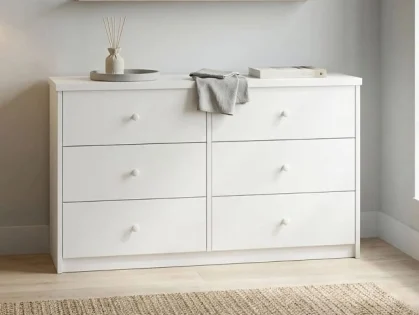 Core Erin White 3+3 Drawer Wide Chest of Drawers Core Erin White 3+3 Drawer Wide Chest of Drawers