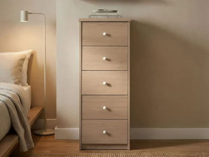 Core Freya Oak 5 Drawer Narrow Chest of Drawers