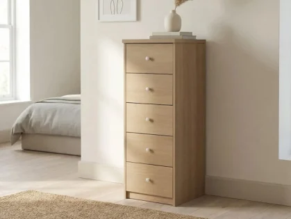 Core Freya Oak 5 Drawer Narrow Chest of Drawers
