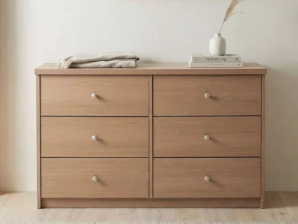 Core Freya Oak 3+3 Drawer Wide Chest of Drawers Core Freya Oak 3+3 Drawer Wide Chest of Drawers