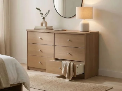 Core Freya Oak 3+3 Drawer Wide Chest of Drawers Core Freya Oak 3+3 Drawer Wide Chest of Drawers