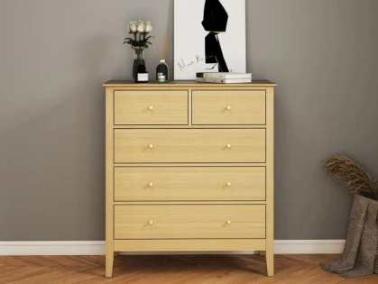 Core Henley Oak 3+2 Drawer Wide Chest of Drawers