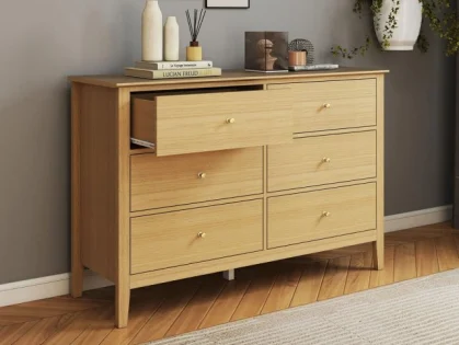 Core Henley Oak 3+3 Drawer Wide Chest of Drawers Core Henley Oak 3+3 Drawer Wide Chest of Drawers