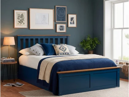 ASC Serena Navy Blue Wooden Ottoman Bed Frame