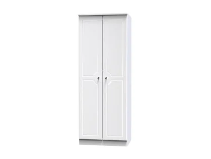 Welcome Balmoral White High Gloss 2 Door Tall Double Hanging Wardrobe (Assembled)