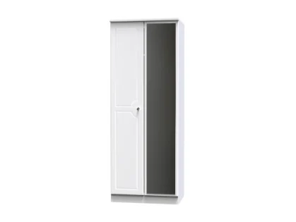 Welcome Balmoral White High Gloss 2 Door Tall Mirrored Double Wardrobe (Assembled)