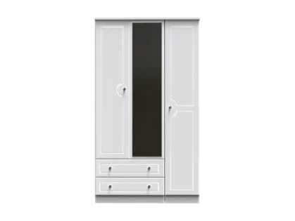 Welcome Balmoral White High Gloss 3 Door 2 Drawer Tall Mirrored Triple Wardrobe (Assembled)