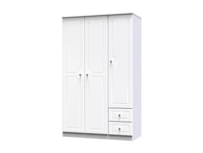 Welcome Balmoral White High Gloss 3 Door 2 Small Drawer Tall Triple Wardrobe (Assembled)