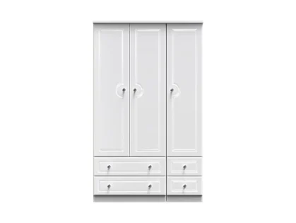 Welcome Balmoral White High Gloss 3 Door 4 Drawer Tall Triple Wardrobe (Assembled) Welcome Balmoral White High Gloss 3 Door 4 Drawer Tall Triple Wardrobe (Assembled)