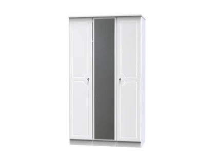 Welcome Balmoral White High Gloss 3 Door Mirrored Triple Wardrobe (Assembled) Welcome Balmoral White High Gloss 3 Door Mirrored Triple Wardrobe (Assembled)