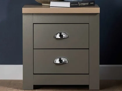 Birlea Highgate Dark Grey and Oak Effect 2 Drawer Bedside Table