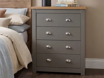 Birlea Highgate Dark Grey and Oak Effect 4 Drawer Chest