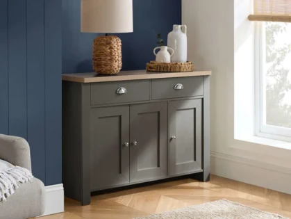 Birlea Highgate Dark Grey and Oak Effect 3 Door 2 Drawer Sideboard