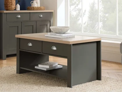 Birlea Highgate Dark Grey and Oak Effect 2 Drawer Coffee Table