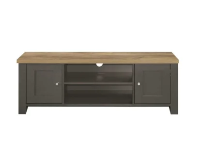 Birlea Highgate Dark Grey and Oak Effect Large TV Unit