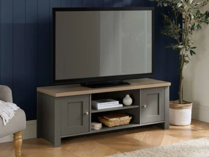 Birlea Highgate Dark Grey and Oak Effect Large TV Unit