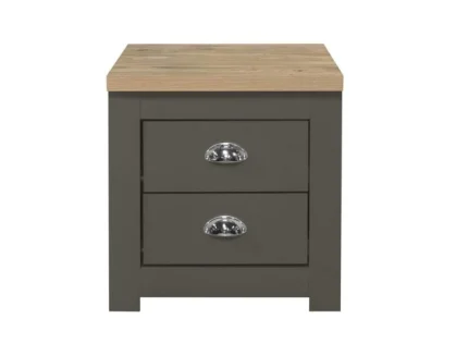 Birlea Highgate Dark Grey and Oak Effect 2 Drawer Bedside Table