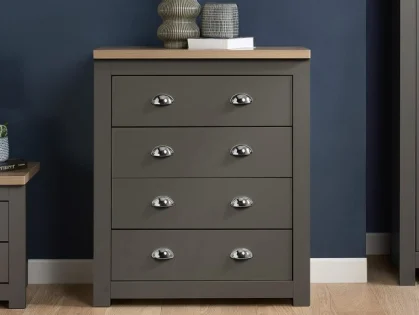 Birlea Highgate Dark Grey and Oak Effect 4 Drawer Chest
