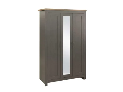 Birlea Highgate Dark Grey and Oak 3 Door Mirrored Wardrobe