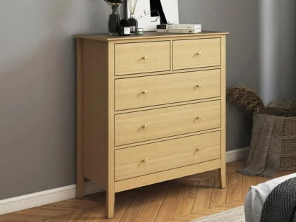 Core Henley Oak 3+2 Drawer Wide Chest of Drawers Core Henley Oak 3+2 Drawer Wide Chest of Drawers