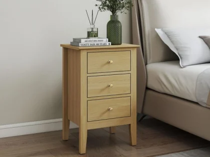 Core Henley Oak 3 Drawer Bedside Table Core Henley Oak 3 Drawer Bedside Table