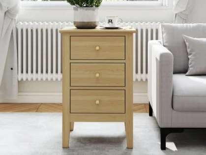 Core Henley Oak 3 Drawer Bedside Table Core Henley Oak 3 Drawer Bedside Table