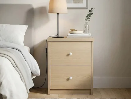 Core Freya Oak 2 Drawer Bedside Table