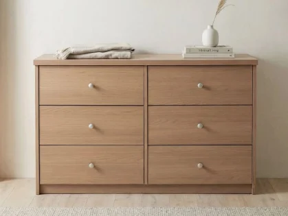 Core Freya Oak 3+3 Drawer Wide Chest of Drawers