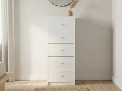 Core Erin White 5 Drawer Narrow Chest of Drawers Core Erin White 5 Drawer Narrow Chest of Drawers