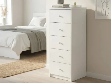 Core Erin White 5 Drawer Narrow Chest of Drawers Core Erin White 5 Drawer Narrow Chest of Drawers