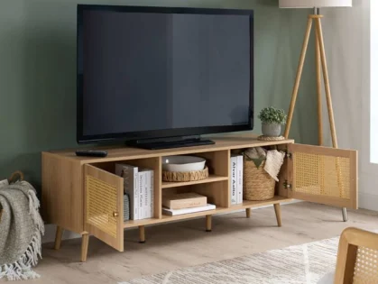 Birlea Croxley Rattan and Oak Large TV Unit Birlea Croxley Rattan and Oak Large TV Unit