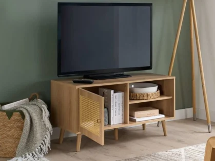 Birlea Croxley Rattan and Oak Small TV Unit Birlea Croxley Rattan and Oak Small TV Unit