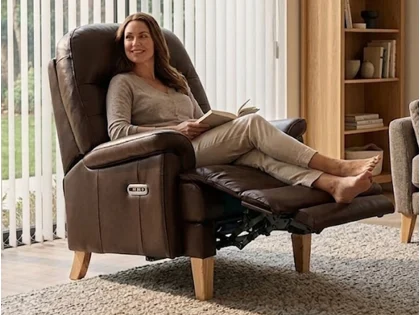 ASC Boston Leather Power Recliner Chair on Legs