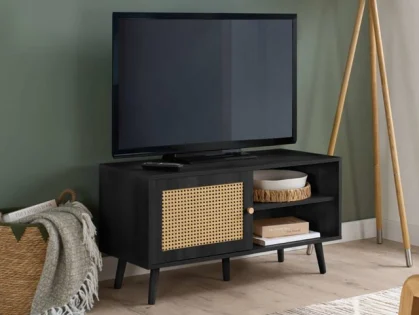 Birlea Croxley Rattan and Black Small TV Unit