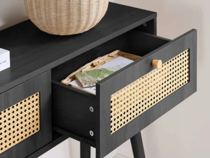 Birlea Croxley Rattan and Black Console table