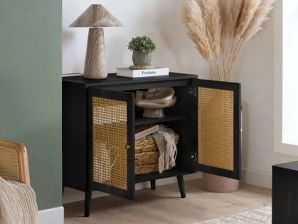 Birlea Croxley Rattan and Black 2 Door Sideboard
