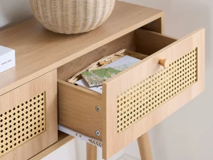 Birlea Croxley Rattan and Oak Console table